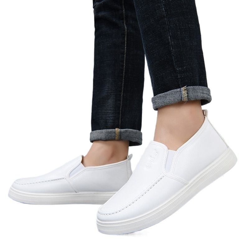 ShoeGlobe Herren-Winterschuhe mit Fleecefutter, warm, kältebeständig, weiß, lässig, weiche Sohle, wasserdicht, rutschfest, für Krankenhaus und medizinische Arbeit_voghion.com