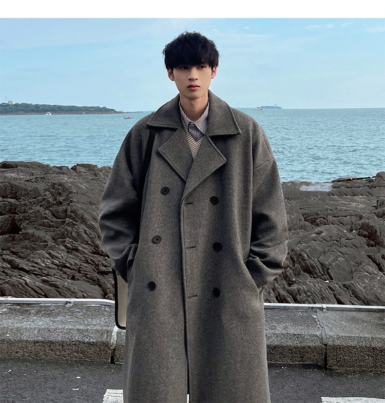 boy Boy Boy Mid-Length Autumn Winter Wool For Men Korean Trendy High-End Woolen Trench Coat Hong Kong Style Loose Plus Size Jacket_voghion.com