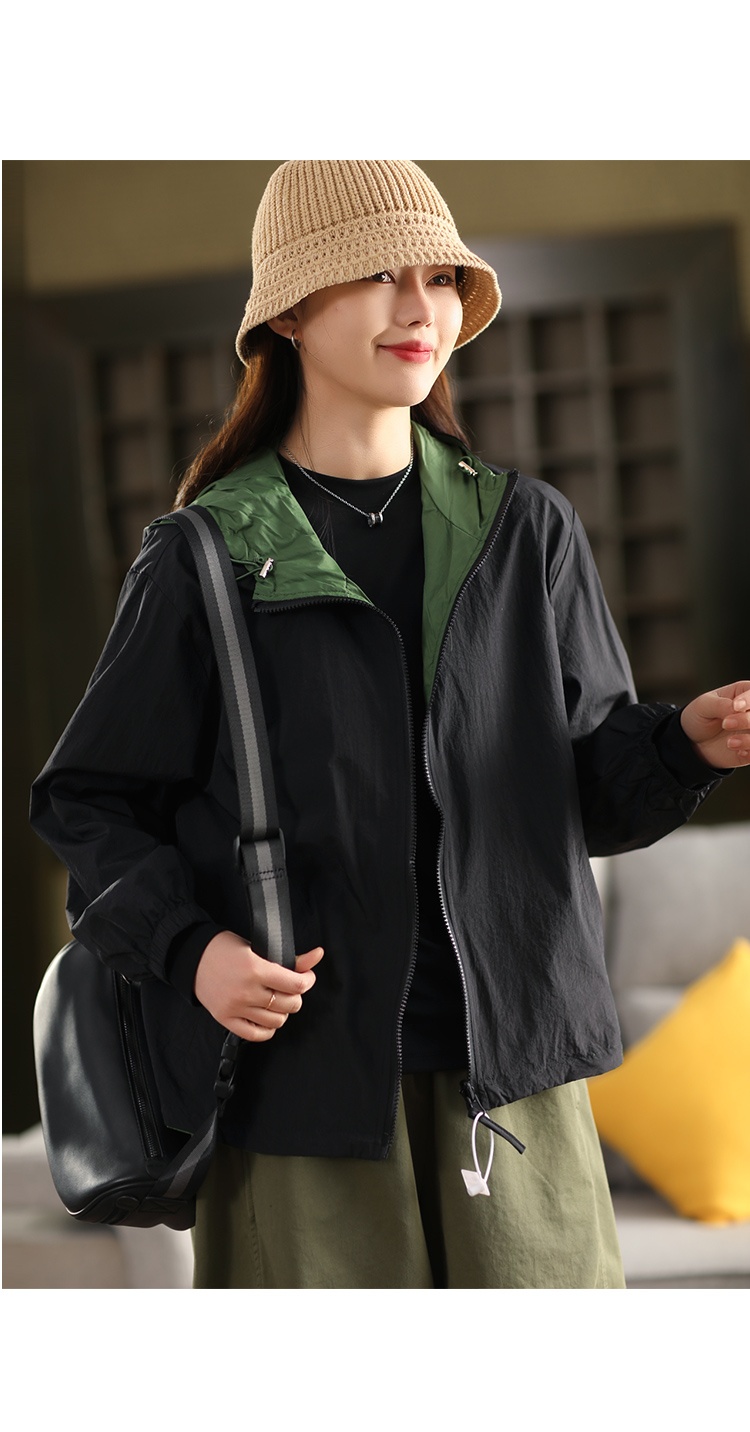 2025 Women's Clothing Women's New Reversible Jacket, Cotton Fashion Drawstring Cardigan, Outerwear Trench Coat, Spring Style_voghion.com