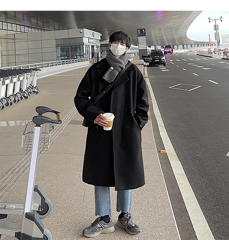 boy Boy Boy Mid-Length Autumn Winter Wool For Men Korean Trendy High-End Woolen Trench Coat Hong Kong Style Loose Plus Size Jacket_voghion.com