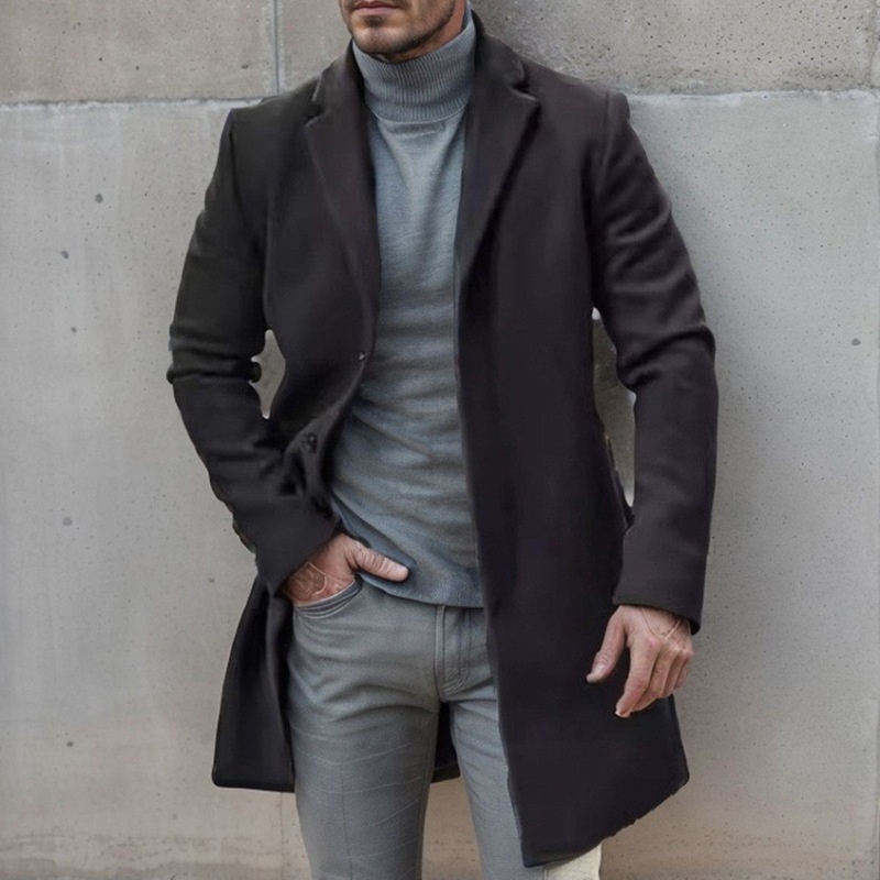 boy Boy Cross-Border Independent Station New British Style Autumn Winter Woolen Mid-Length Trench Coat Men's Trendy Jacket_voghion.com