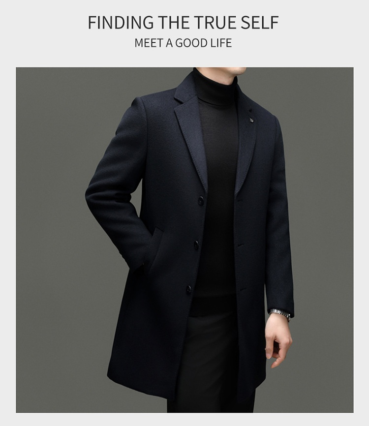 Boy Brand mittellanger Wollmantel aus reiner Wolle, Herren-Winterjacke mit herausnehmbarem Daunenfutter und Kragen_voghion.com