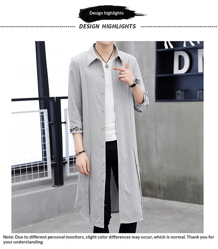 Damenbekleidung Dropshipping Sommer Neuer Herren Trenchcoat Stilvolle, verlängerte, kniehohe Sonnenschutzjacke mit halben Ärmeln Cape_voghion.com