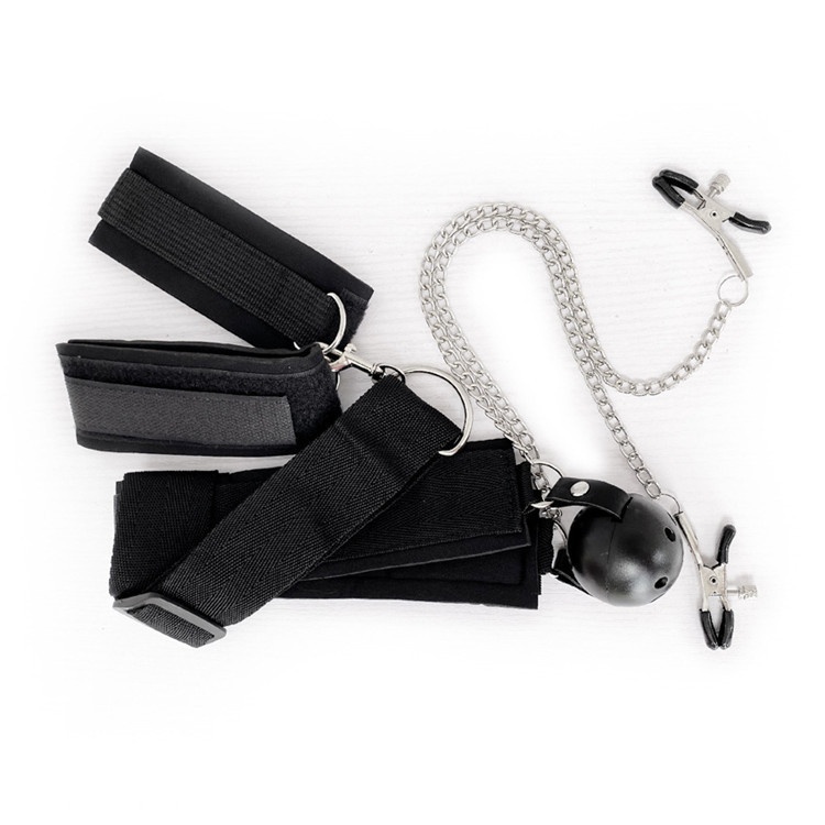Morsetti per capezzoli SM Eros Lab Collare per collo all'indietro Bavaglio a sfera per bocca Giocattoli sessuali Manette Prodotti per adulti Attrezzi per l'addestramento_voghion.com
