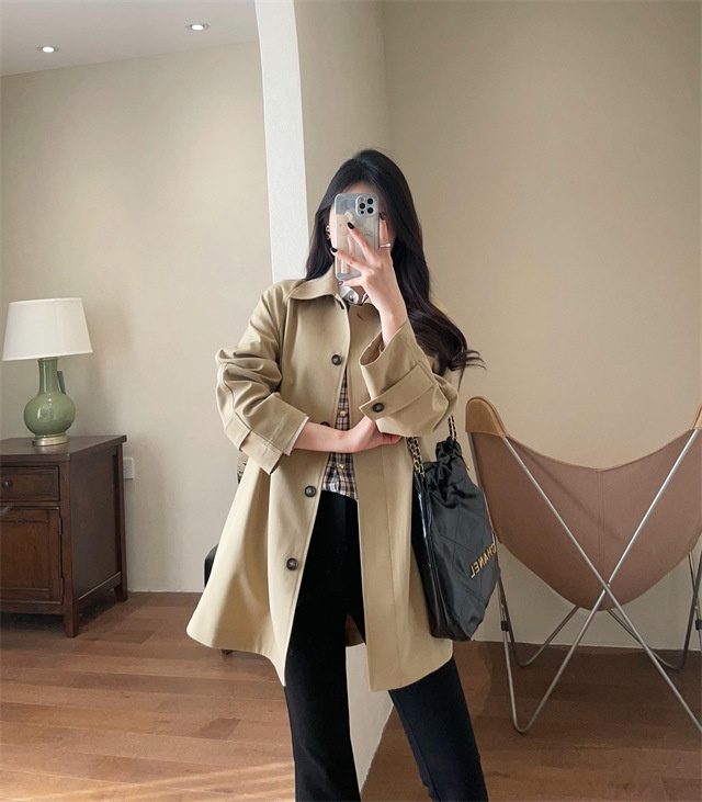 Women's Same Style!British Style Spring Women's Mid-Length Wool For Petite Women Trench Coat_voghion.com