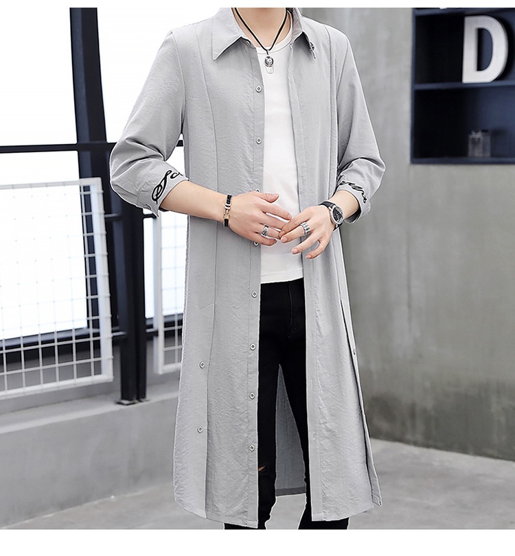 Damenbekleidung Dropshipping Sommer Neuer Herren Trenchcoat Stilvolle, verlängerte, kniehohe Sonnenschutzjacke mit halben Ärmeln Cape_voghion.com