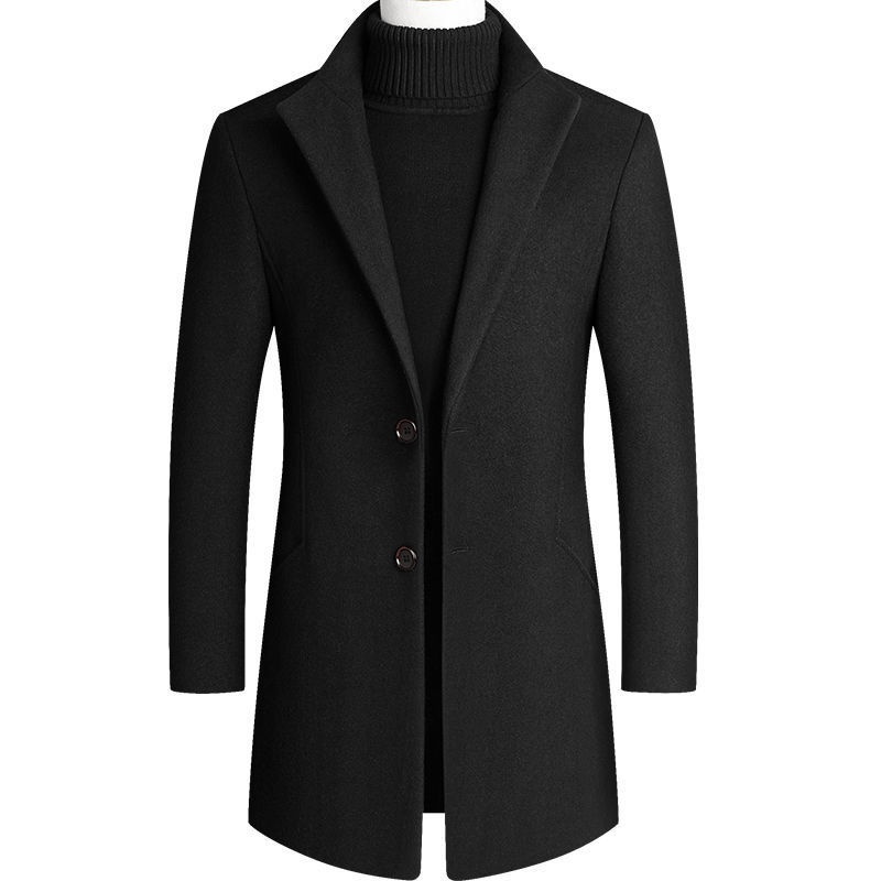 boy Boy 2025 New Autumn Winter Casual Slim Trench Coat Mid-Length Woolen Men's Clothing_voghion.com