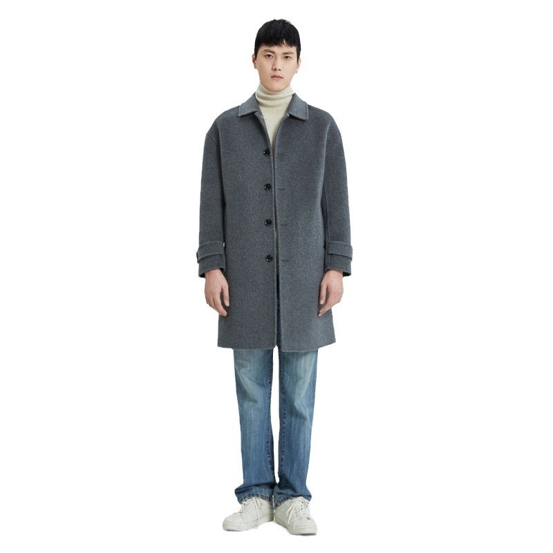 boy Boy Autumn Winter Pure Wool Men's Mid-Length Over-the-Knee Double-Sided Cashmere Jacket Business Suit Woolen Trench Coat_voghion.com