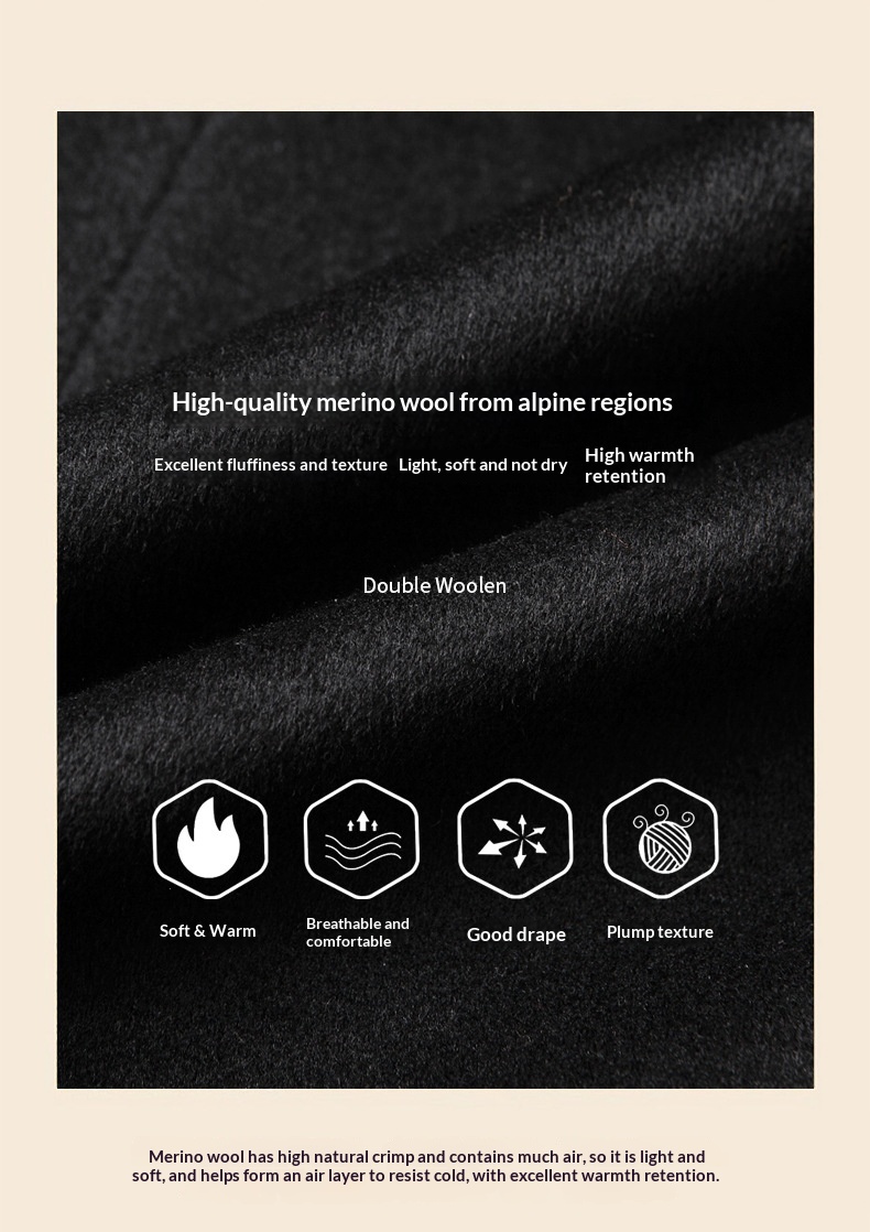 Trench-coat mi-long en laine pour homme, 100 % coton, intérieur en duvet de canard, idéal pour l'automne et l'hiver._voghion.com