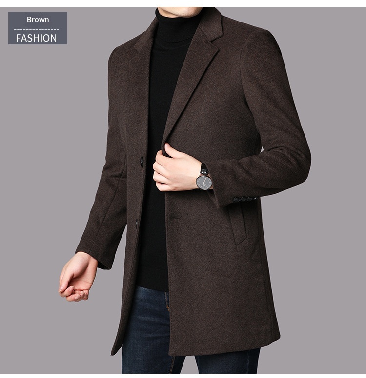 Boy Herrenmantel Herbst/Winter 2025 für junge und mittelalte Männer, mittellanger Trenchcoat mit Anzugkragen, warme Wolljacke_voghion.com