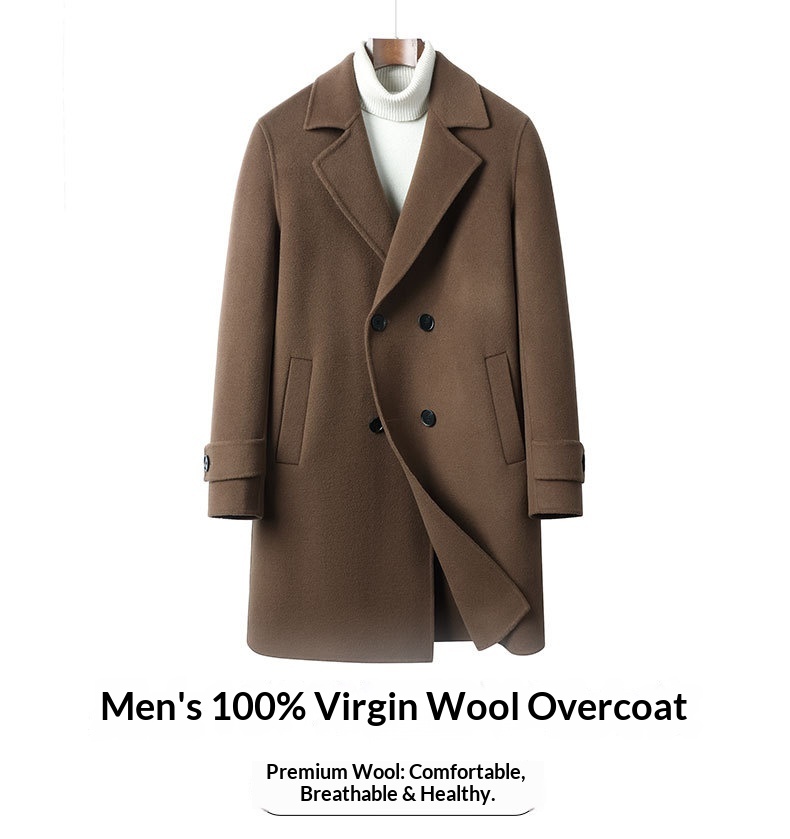 boy Boy 100% Autumn Winter Wool Men's Suit Collar Double Breasted Jacket Trench Woolen Mid-Length Coat_voghion.com