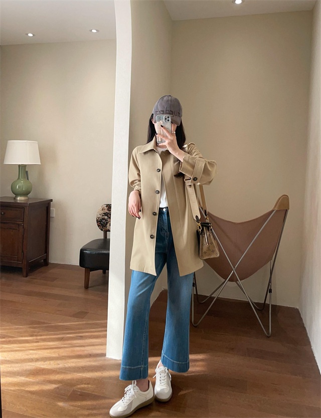 Women's Same Style!British Style Spring Women's Mid-Length Wool For Petite Women Trench Coat_voghion.com