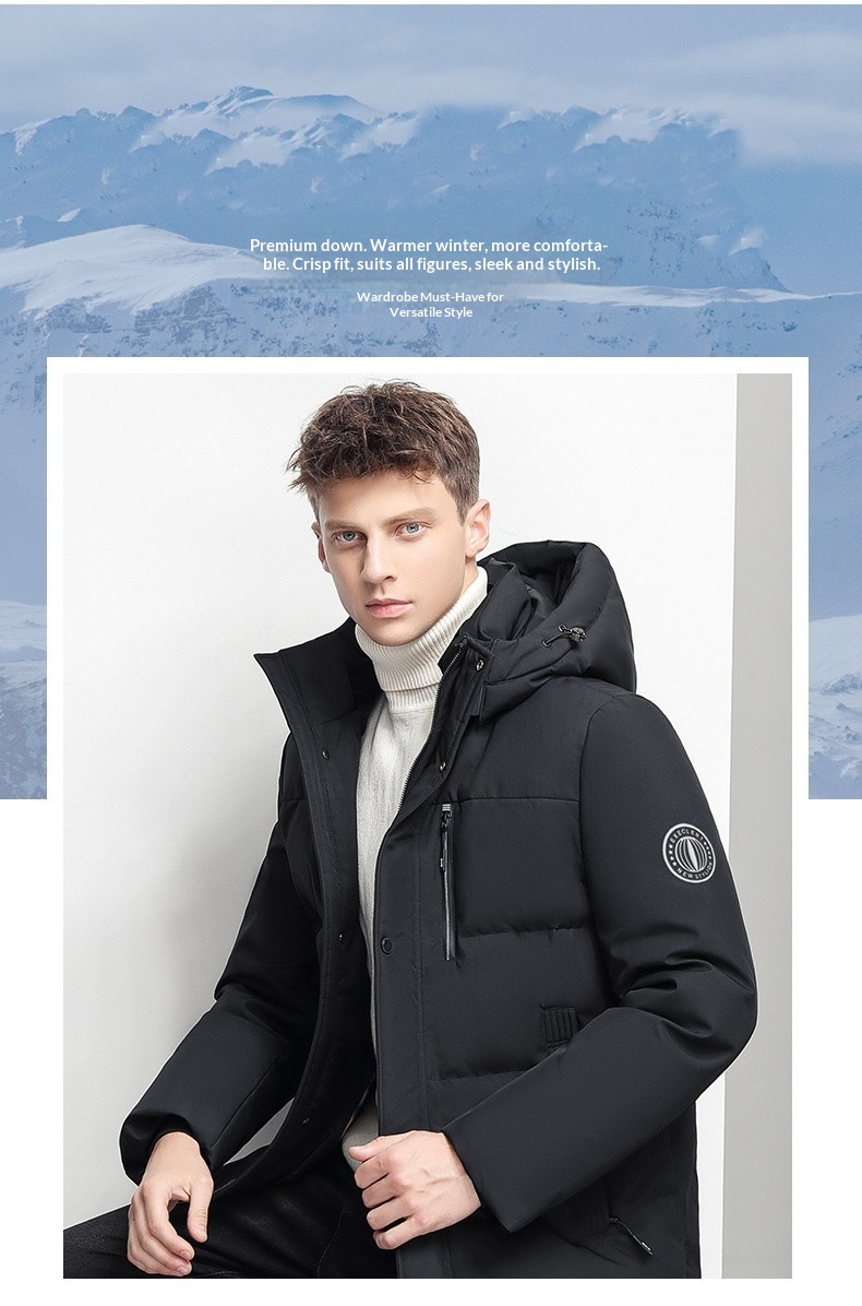 2024 Kış Yeni Erkek Beyaz Kaz Tüyü Mont Extreme Cold Serisi Moda Çok Yönlü Üst Düzey Kapüşonlu Sıcak Mont_voghion.com