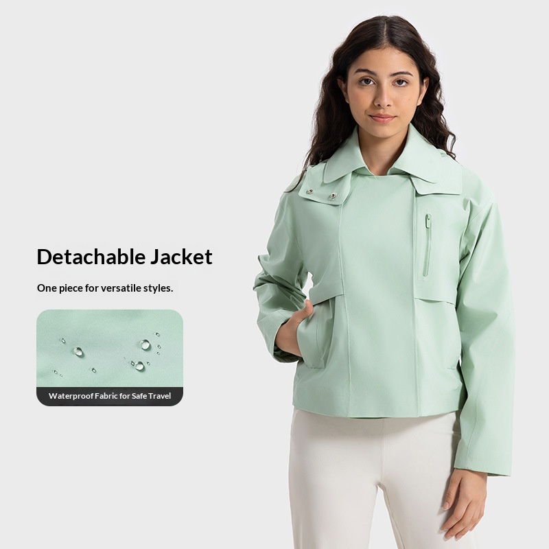 Vrouwenmode Internet Celebrity Multifunctionele Afneembare Capuchon Mode Korte Windjack Voor Vrouwen Winddicht Waterdicht Ademend_voghion.com