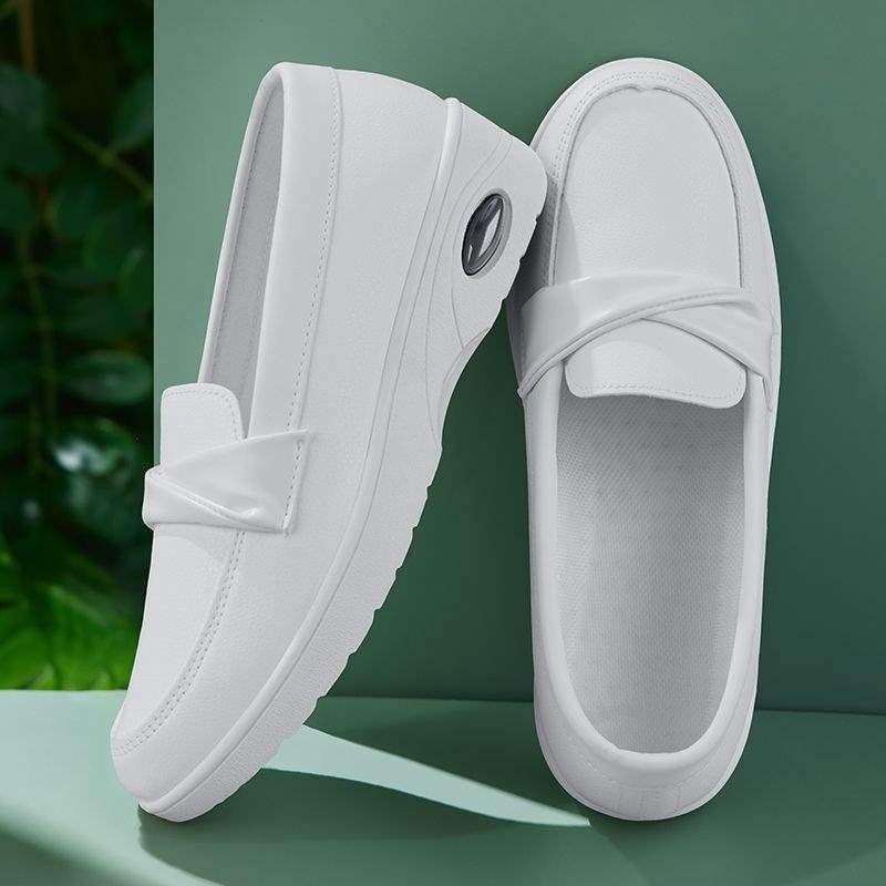 ShoeGlobe ShoeGlobe Breathable Nurse For Women, Non-Slip Medical Work Air Cushion New Casual Shoes, Thick Sole Slip-On White Shoes_voghion.com