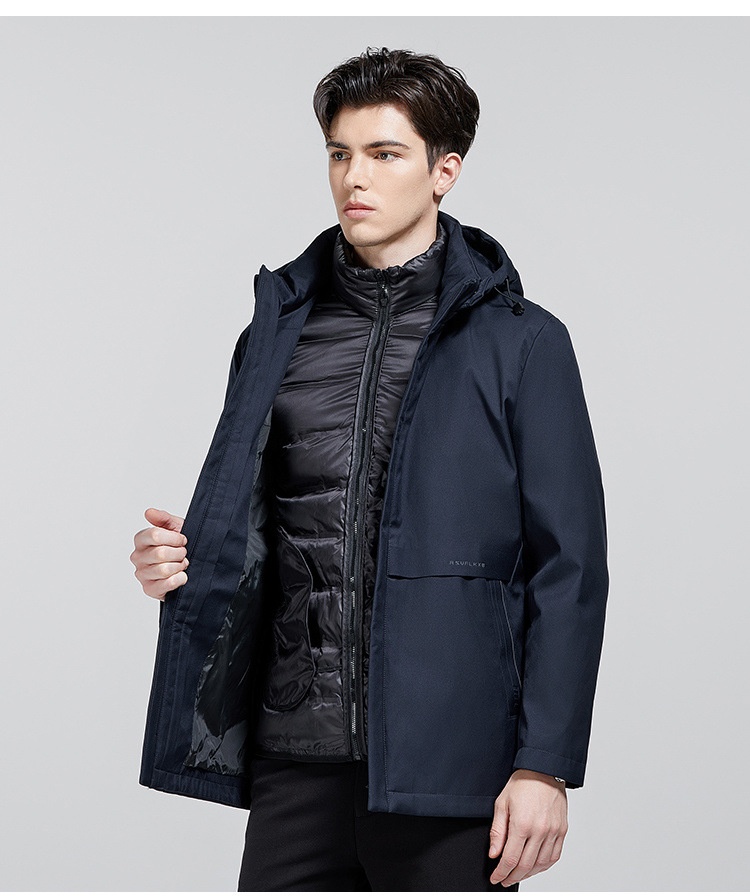 Erkek Çocuk Ceketi Dik Yaka Kapüşonlu Kaz Tüyü Soğuk Geçirmez Sıcak Üst 2025 İş Gündelik Kışlık Giysiler_voghion.com