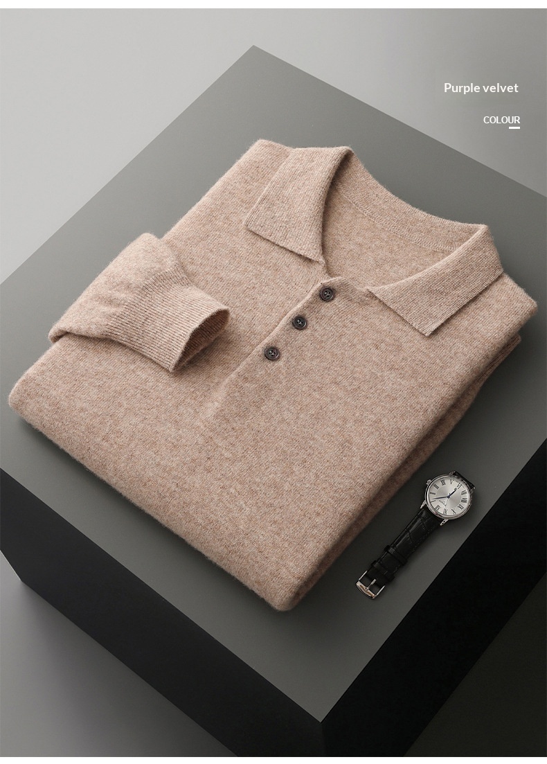 jongen Jongen Herfst Winter Nieuwe Stijl Eerste Lijn Ready-to-Wear Polo Heren Business Casual Wollen Gebreid Overhemd Kraag Trui Fabriek_voghion.com