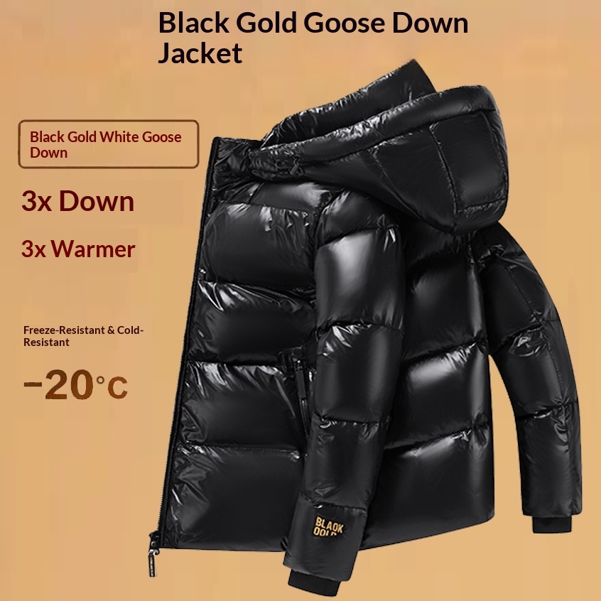 Erkek ve Kadınlar İçin Yeni Siyah Altın Beyaz Kaz Tüyü Mont, Çift Stili, Kısa Mont, Diz Üstü, Kışlık Kalınlaştırılmış_voghion.com