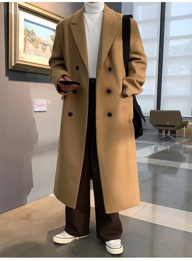 Boy Boy Nieuwe jas voor heren, halflange overknee kasjmier dubbelzijdige wollen trenchcoat, winter Koreaanse stijl_voghion.com