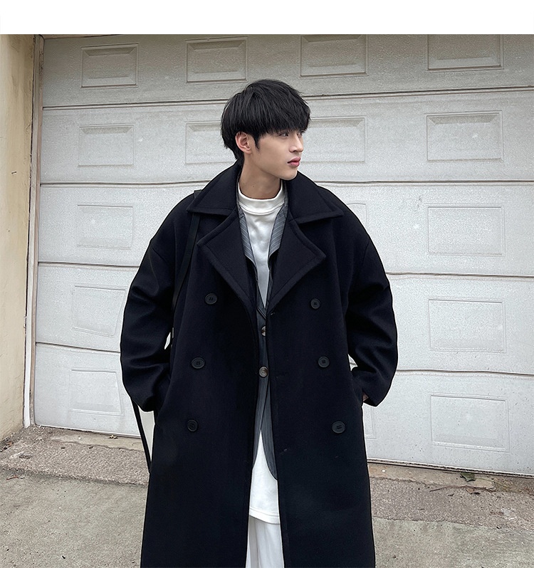 boy Boy Boy Mid-Length Autumn Winter Wool For Men Korean Trendy High-End Woolen Trench Coat Hong Kong Style Loose Plus Size Jacket_voghion.com