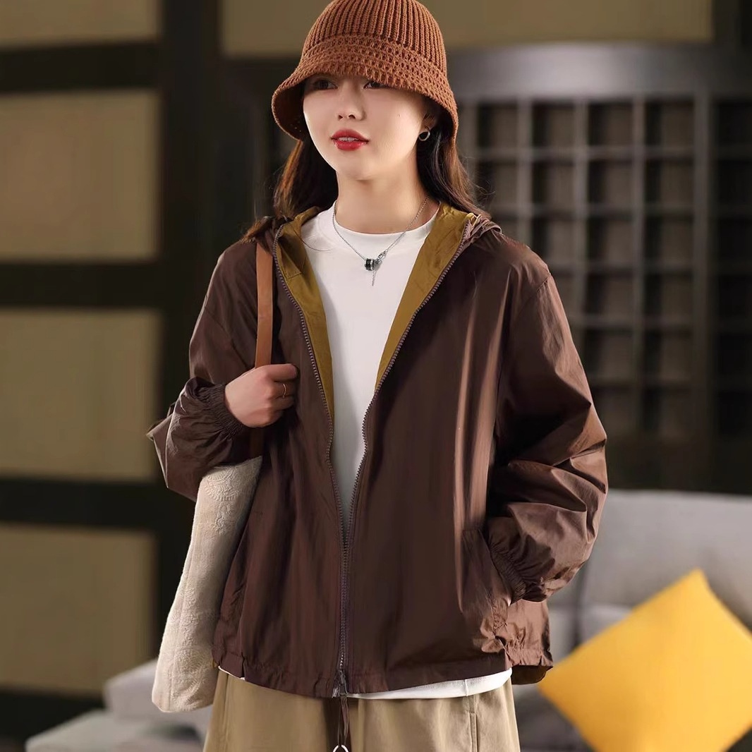 2025 Women's Clothing Women's New Reversible Jacket, Cotton Fashion Drawstring Cardigan, Outerwear Trench Coat, Spring Style_voghion.com