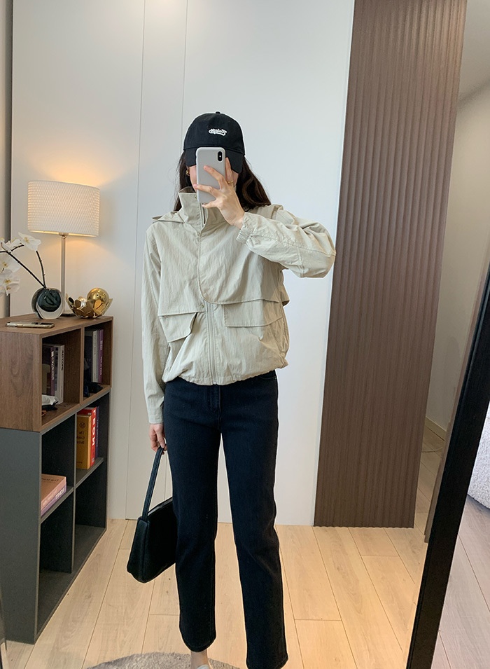 Women's Clothing Lu+ Lightweight Slimming Windproof Outdoor Long Sleeve Casual Sports Hooded Workwear Trench Coat Short Jacket_voghion.com