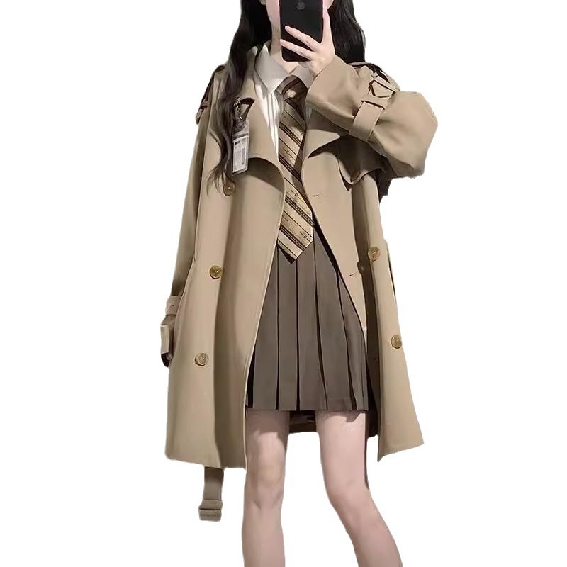 2024 Spring And Autumn New Korean High-End Black British Style Mid-Length Short Coat Jacket For Petite Women Trench_voghion.com