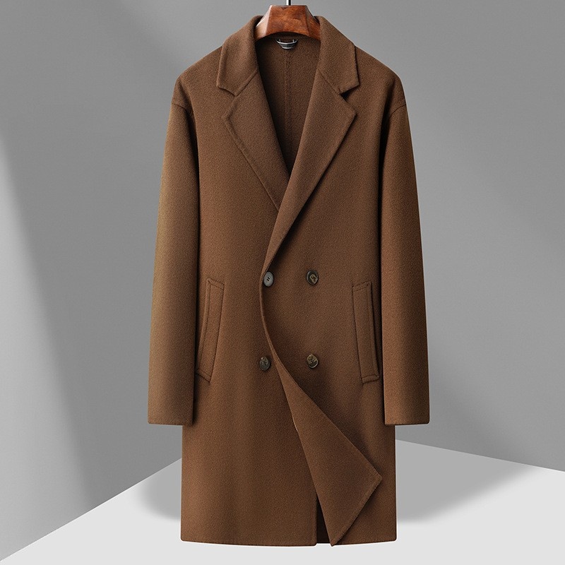 boy Boy 2025 Winter New Men's Long Double-Breasted Plus Size Business Casual Light Reversible Wool Coat_voghion.com