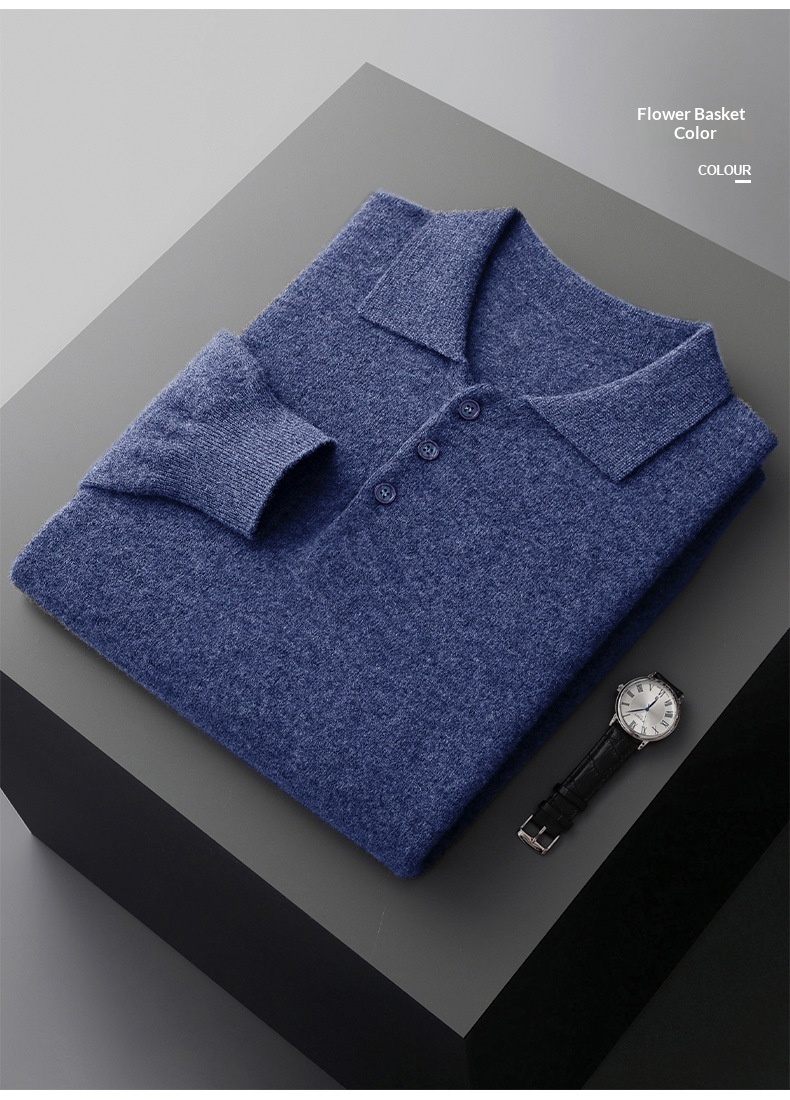 jongen Jongen Herfst Winter Nieuwe Stijl Eerste Lijn Ready-to-Wear Polo Heren Business Casual Wollen Gebreid Overhemd Kraag Trui Fabriek_voghion.com