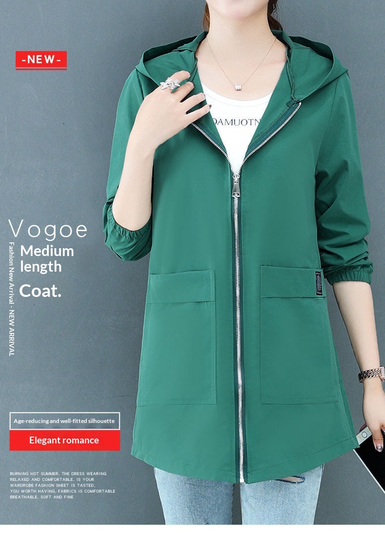 Women's Clothing Plus Size Women's Hooded Mid-Length 40-150kg Loose Korean Style Slimming Trench Coat For Autumn_voghion.com