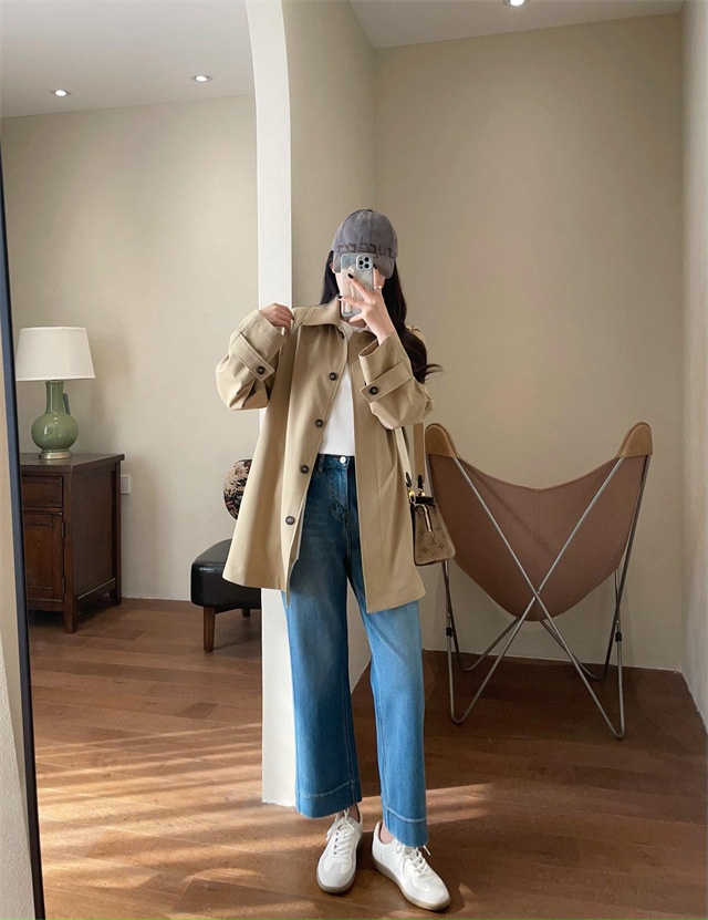 Women's Same Style!British Style Spring Women's Mid-Length Wool For Petite Women Trench Coat_voghion.com