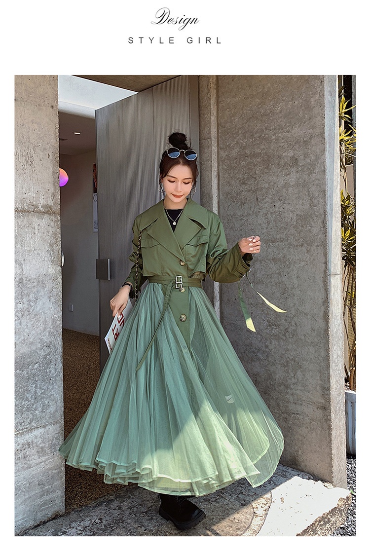 Women's Clothing Large Stock Available Spring And Autumn Khaki Trench For Women French Style Loose Mesh Patchwork Casual Elegant Coat_voghion.com