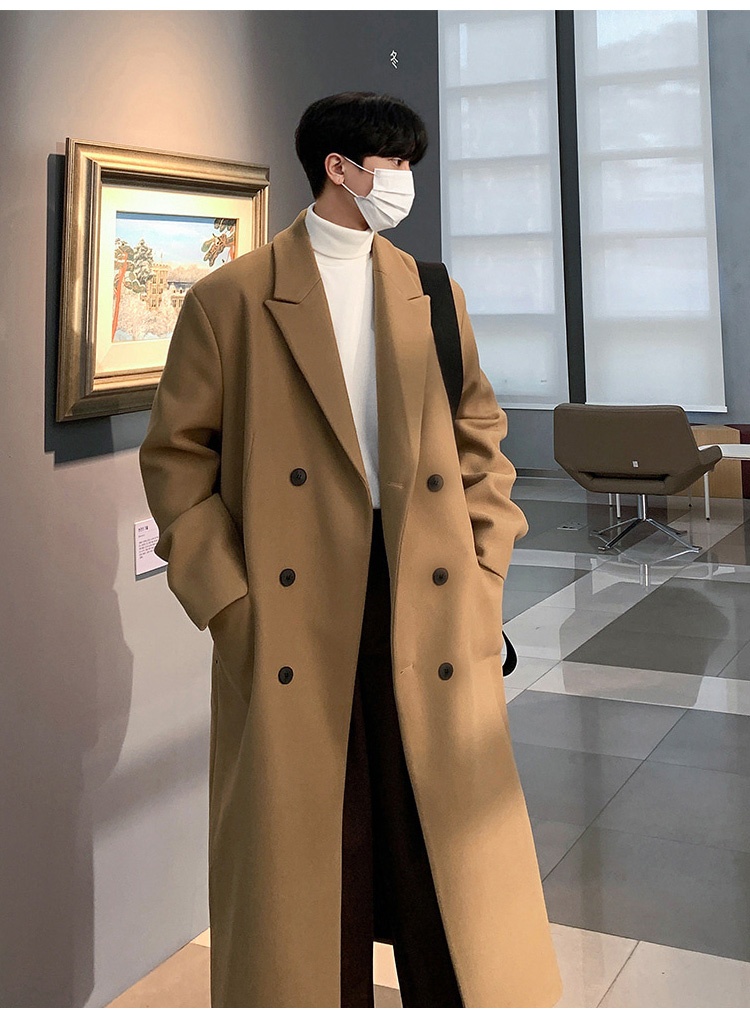 Boy Boy Nieuwe jas voor heren, halflange overknee kasjmier dubbelzijdige wollen trenchcoat, winter Koreaanse stijl_voghion.com