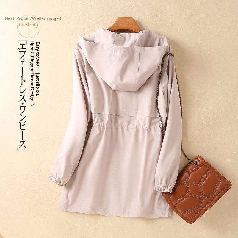 Women's Autumn New Korean Style Slim Fit Mid-Length Hooded Plus Size Student Trench Coat Fashion Ins Trend_voghion.com