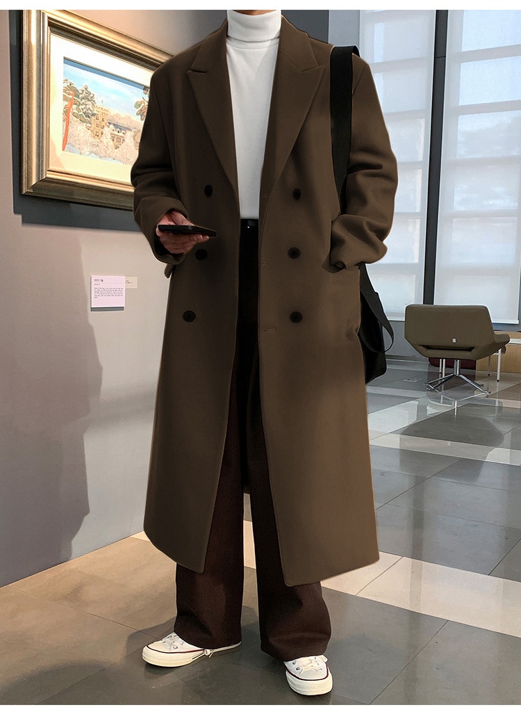 Boy Boy Nieuwe jas voor heren, halflange overknee kasjmier dubbelzijdige wollen trenchcoat, winter Koreaanse stijl_voghion.com