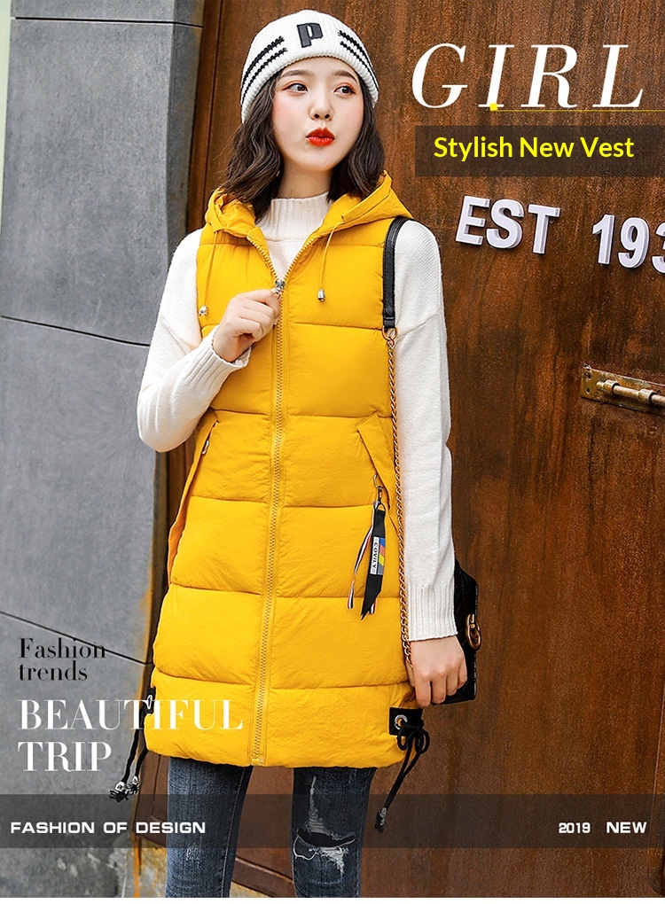 Dameskleding Buitenlandse Handel voor Vrouwen, Middellange Lengte, 2025 Herfst en Winter Nieuwe Koreaanse Mode Capuchon Slim Fit Plus Size Katoenen Vest_voghion.com