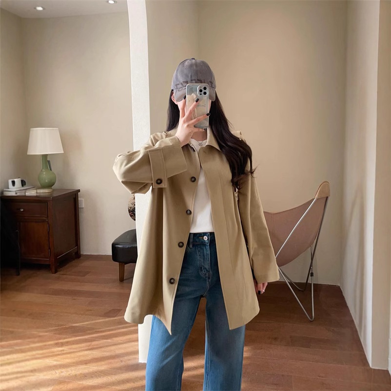 Women's Same Style!British Style Spring Women's Mid-Length Wool For Petite Women Trench Coat_voghion.com