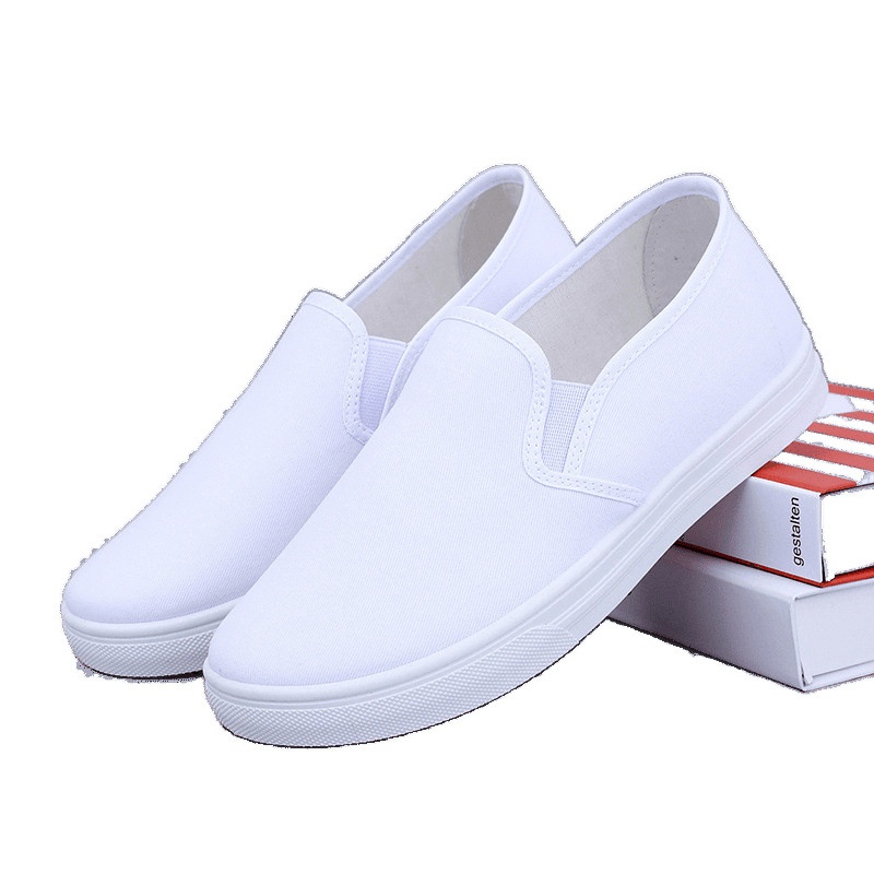 ShoeGlobe Damen- und Herren-Arbeitsschuhe aus weißem, flachem, rutschfestem Stoff im Vintage-Look aus Peking, bequem und leicht._voghion.com