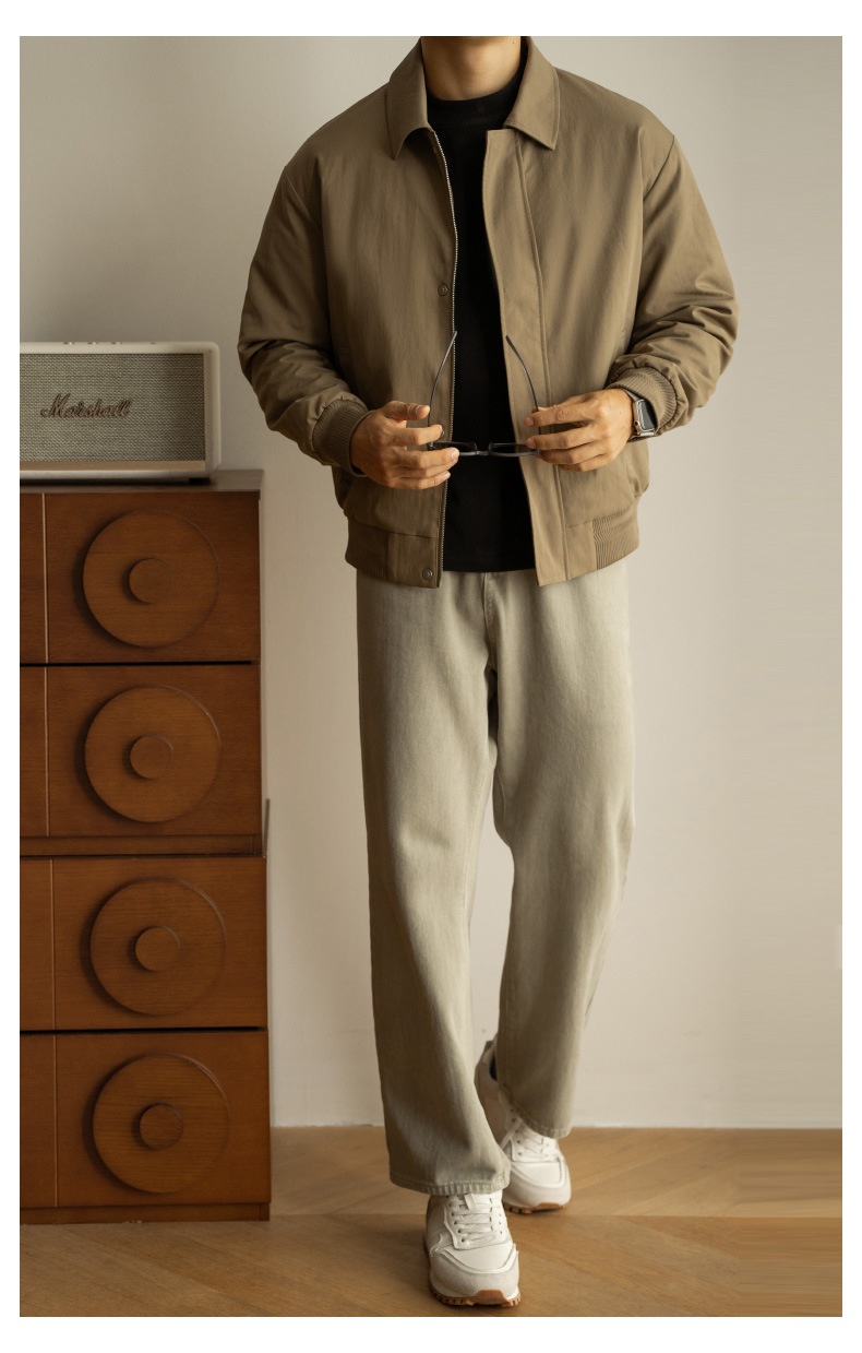 Amerikaanse stijl turn-down kraag werkkleding donsjack heren 2025 lente nieuwe warme korte losse jas vest voor heren_voghion.com