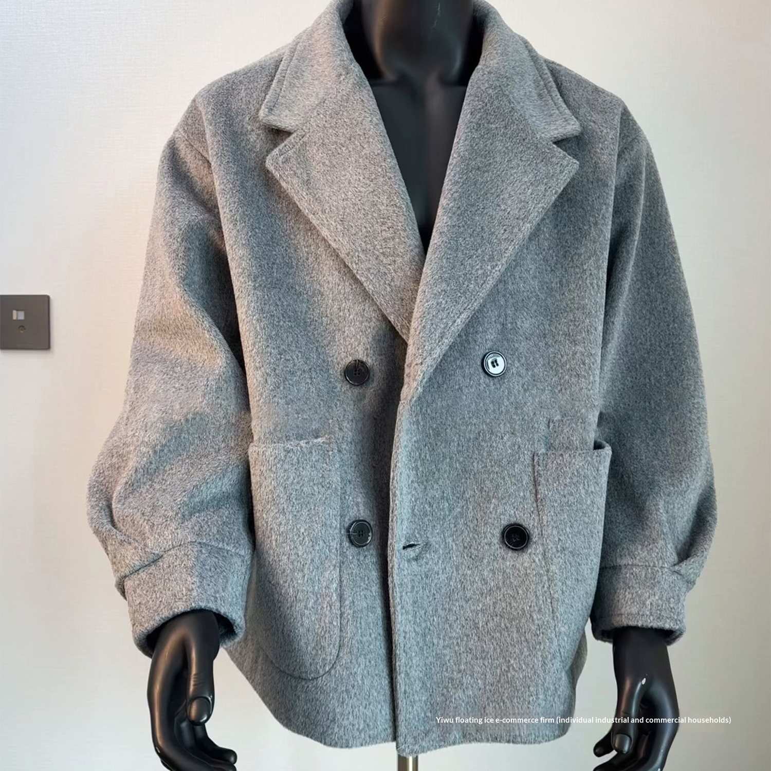 boy Boy Boy Gray Alpaca Wool For Men, Autumn And Winter Double-Breasted Short Blazer, Thickened Warm Woolen Trench Coat_voghion.com