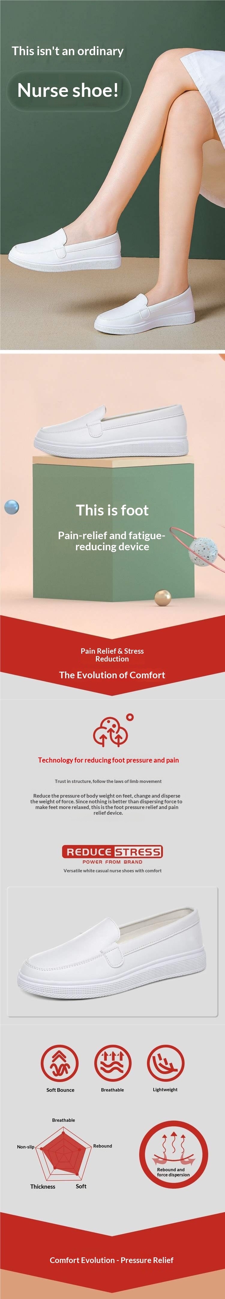 ShoeGlobe ShoeGlobe Nurse Women Soft Sole Leather Surface Flat Non-Tiring Foot Hospital Anti-Slip White Round Toe Breathable Deodorant Work_voghion.com