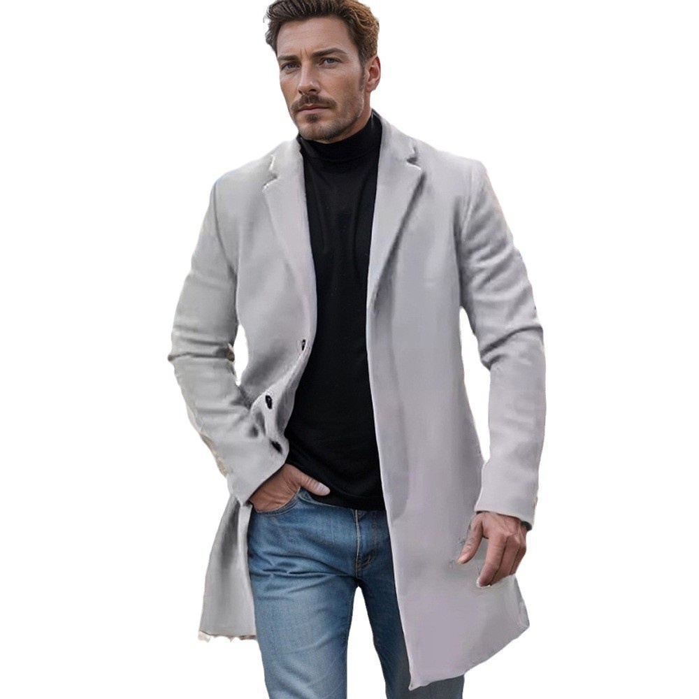 boy Boy Cross-Border Independent Station New British Style Autumn Winter Woolen Mid-Length Trench Coat Men's Trendy Jacket_voghion.com