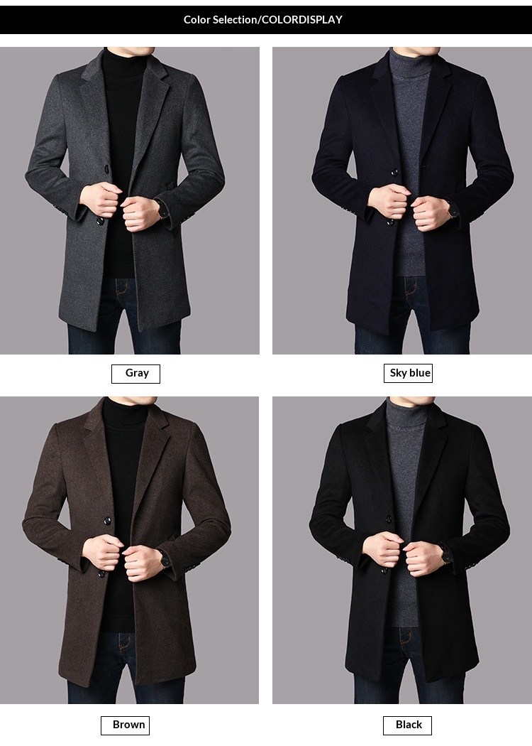 Boy Herrenmantel Herbst/Winter 2025 für junge und mittelalte Männer, mittellanger Trenchcoat mit Anzugkragen, warme Wolljacke_voghion.com