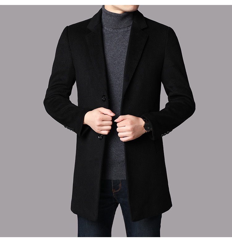 Boy Herrenmantel Herbst/Winter 2025 für junge und mittelalte Männer, mittellanger Trenchcoat mit Anzugkragen, warme Wolljacke_voghion.com