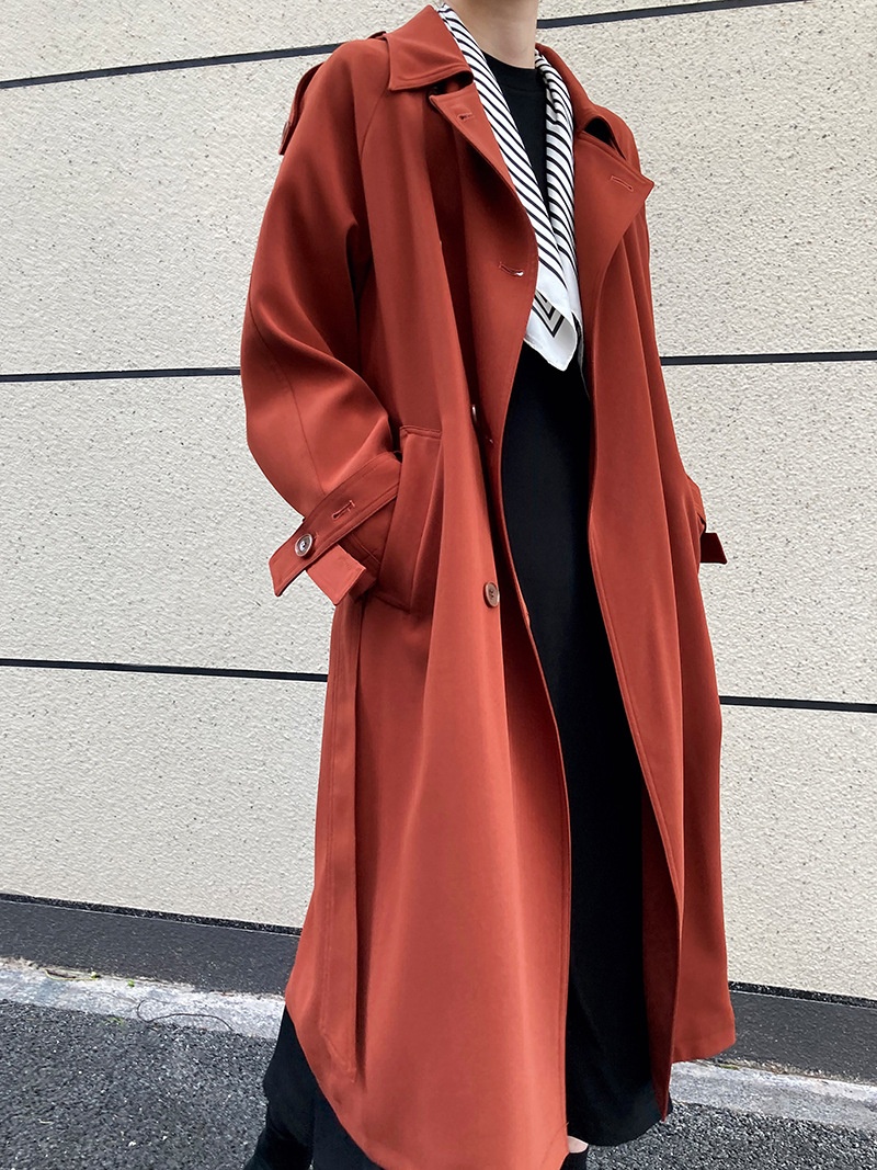 Women's Clothing Luxi Main Promotion 2025 Autumn New Draped British Style Loose Mid-Length Over-The-Knee Trench Coat Women's Jacket 9968_voghion.com