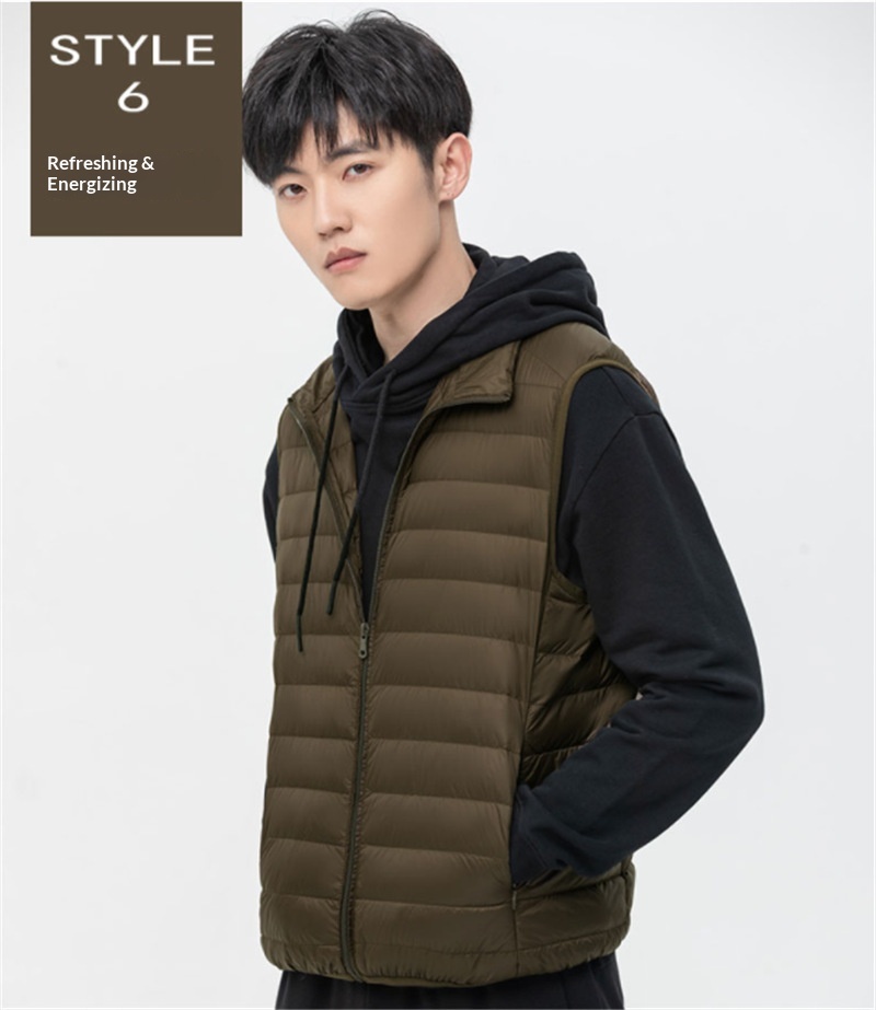 Leichte Herren-Daunenjacke für Herbst und Winter, kurz geschnitten, mit Stehkragen, ultraleicht, lässig und ultraleicht._voghion.com