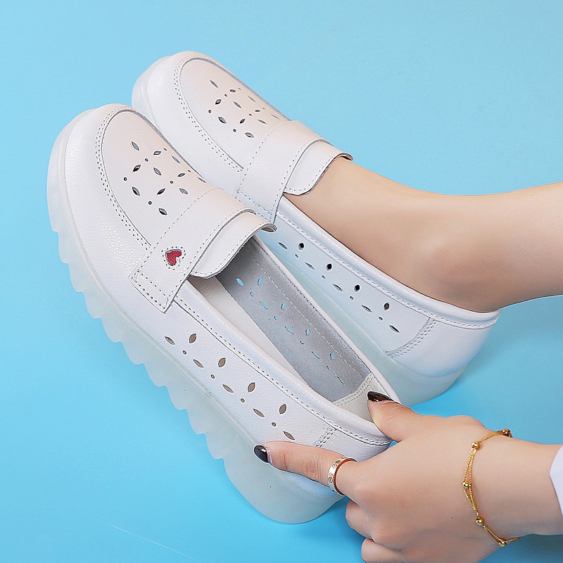 ShoeGlobe Damen-Slipper mit weicher Sohle, bequem und strapazierfähig für Krankenhaus und Arbeit, atmungsaktiv, weiß, einzeln_voghion.com