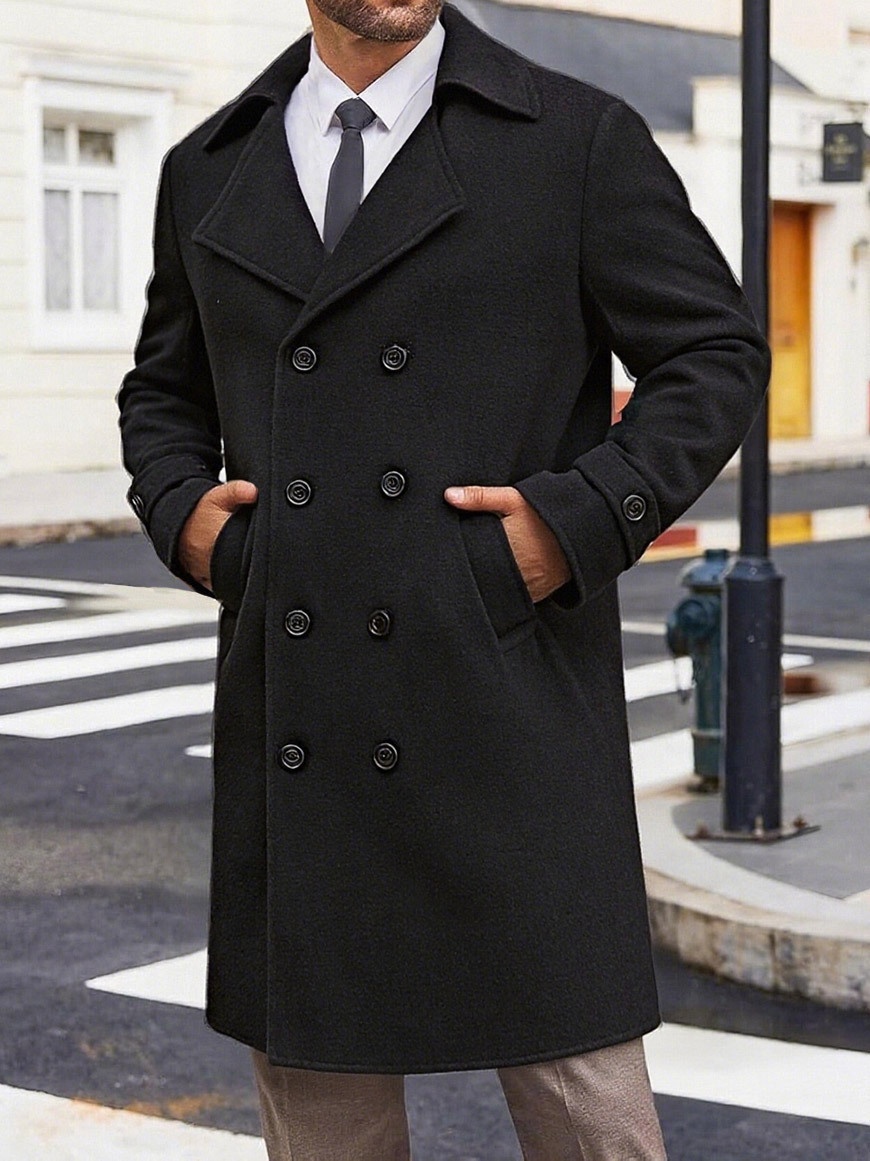 boy Boy Cross-Border Autumn Winter New European And American Trench Coat Men's Double-Breasted Mid-Length Woolen Overcoat_voghion.com