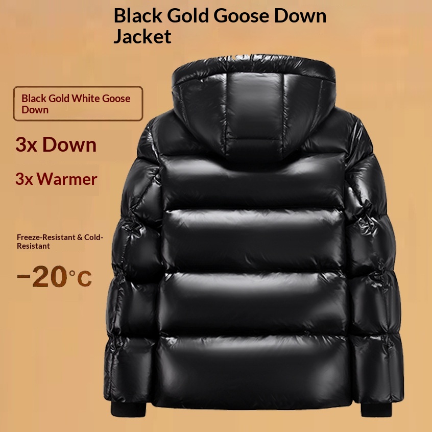 Erkek ve Kadınlar İçin Yeni Siyah Altın Beyaz Kaz Tüyü Mont, Çift Stili, Kısa Mont, Diz Üstü, Kışlık Kalınlaştırılmış_voghion.com