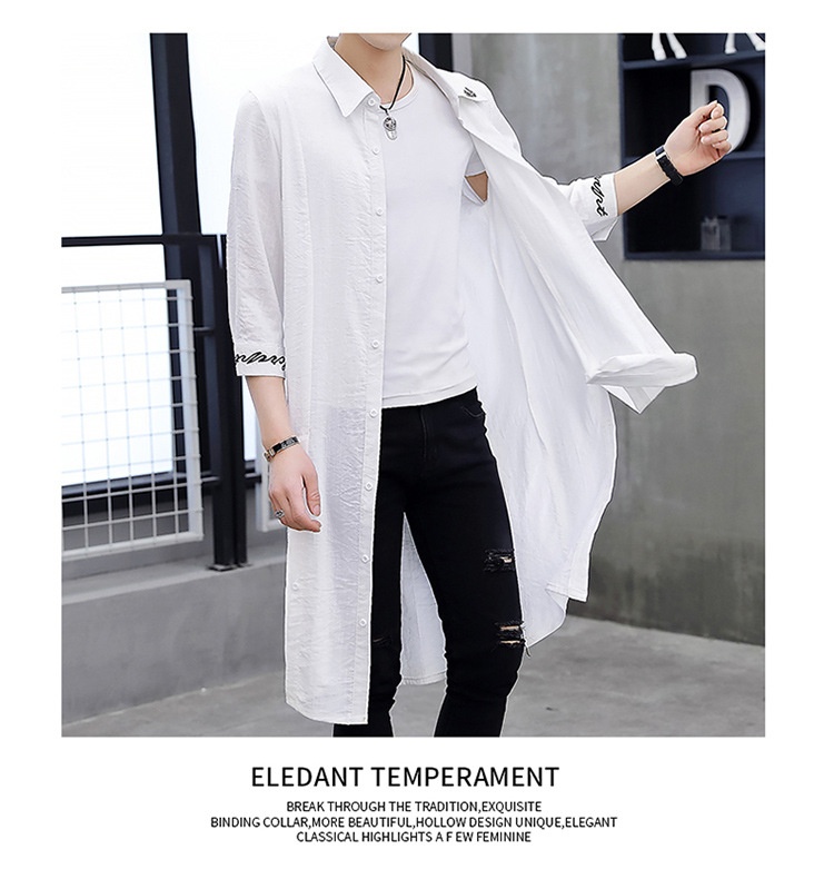 Damenbekleidung Dropshipping Sommer Neuer Herren Trenchcoat Stilvolle, verlängerte, kniehohe Sonnenschutzjacke mit halben Ärmeln Cape_voghion.com